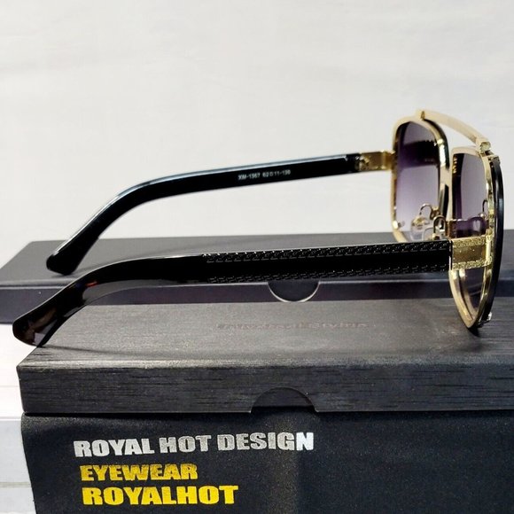 Womens Polarized Sunglasses 100%UV Visual Clarity 60mm Black/Gold Metal Frame main image 6
